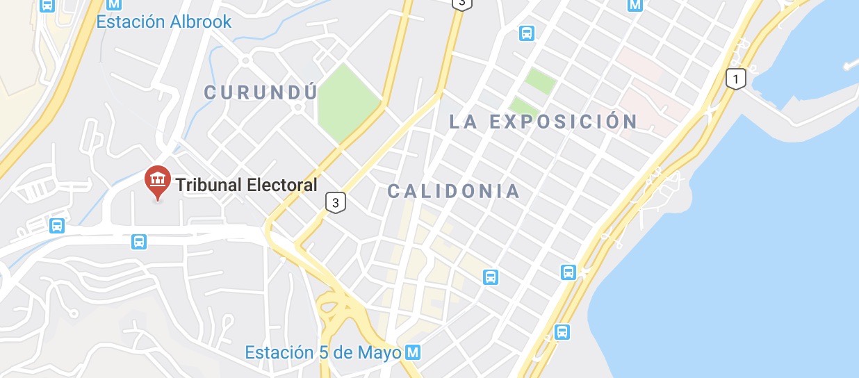 Mapa indicaciones Tribunal Electoral Ciudad de Panama