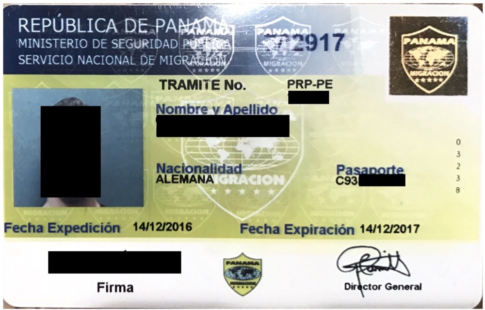 Panama Temporary Permanent Residency Card